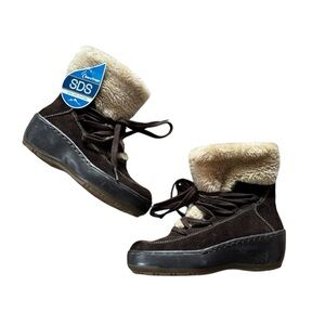 Baretraps Flurry Women's Brown Faux Fur Lined Leather Ankle Boots Sz 6M